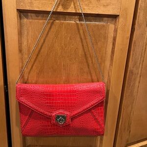 Red Crocodile Pattern Clutch Bag